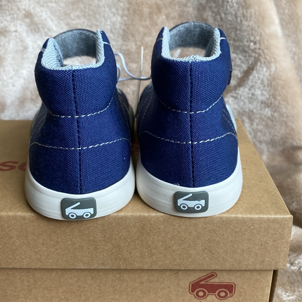See Kai Run Belmont III Navy Blue High Top Canvas Sneakers Boy Size 7 - Picture 5 of 7